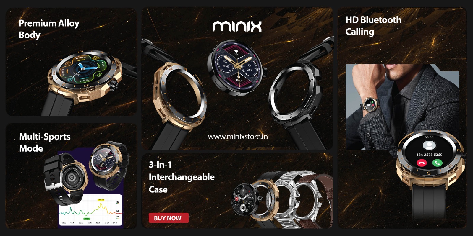 Buy MINIX Spark BT Calling smartwatch 1.69 HD Display I 330 mAh